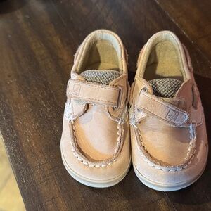 Sperry Kids Tan Bluefish with Velcro toddler